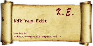 Kónya Edit névjegykártya